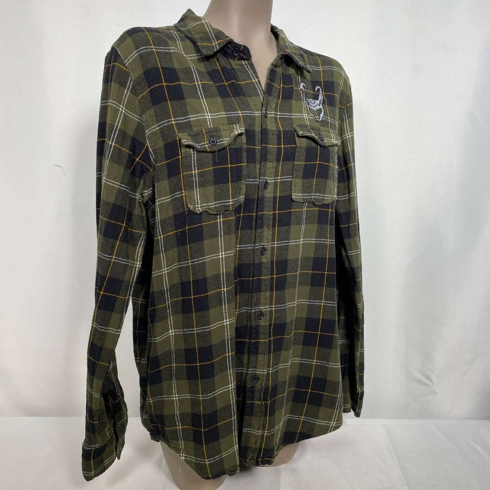 Her Universe x Marvel Loki Green Long Sleeve Plaid Flannel Shirt Women's MEDIUM - Picture 11 of 13